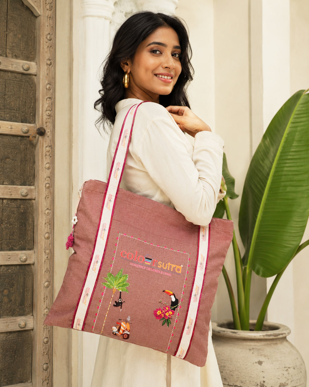 HIGHLAND ESCAPE- warm taupe tote bag