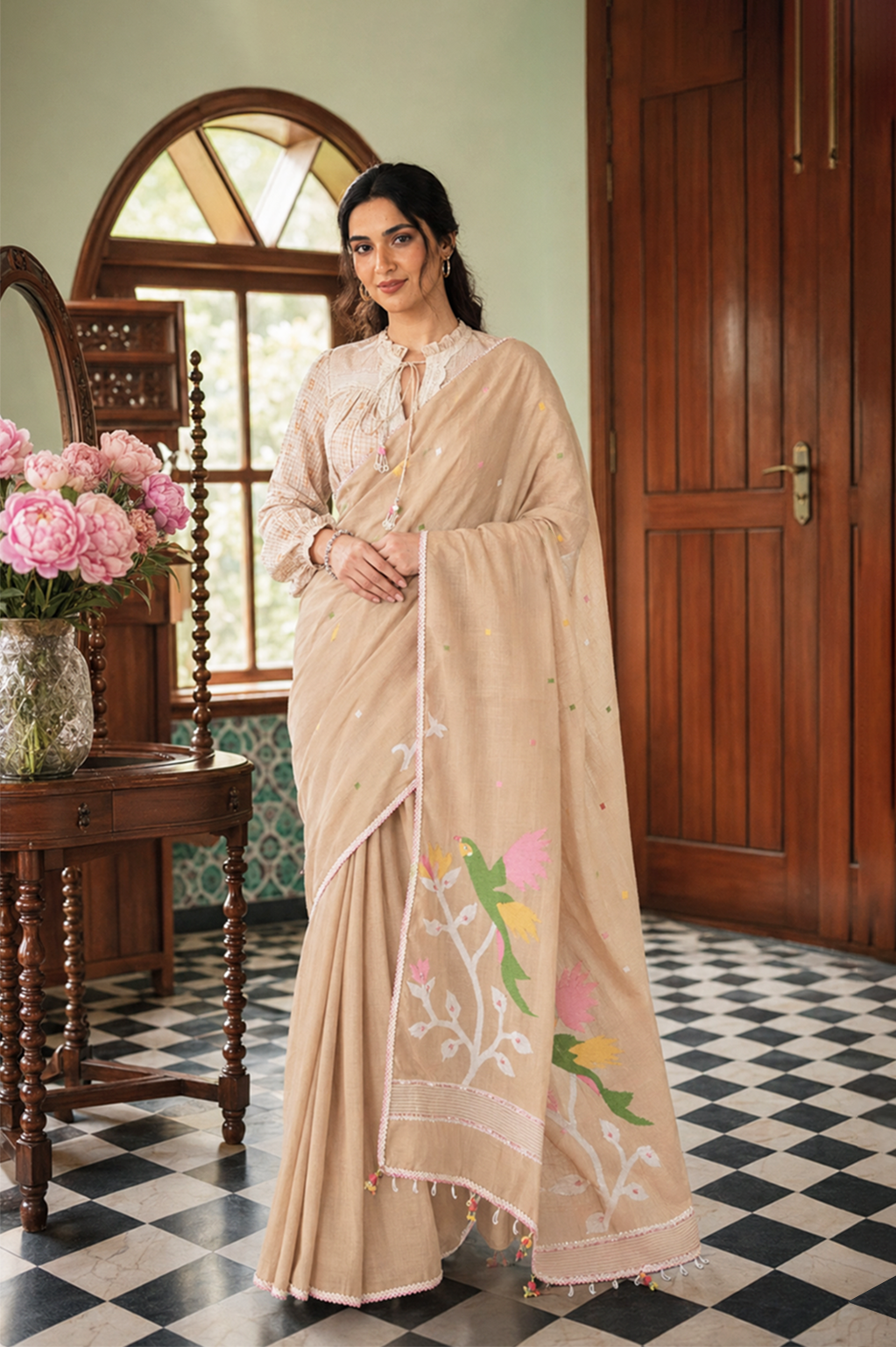 VASUDHA- BEIGE Saree