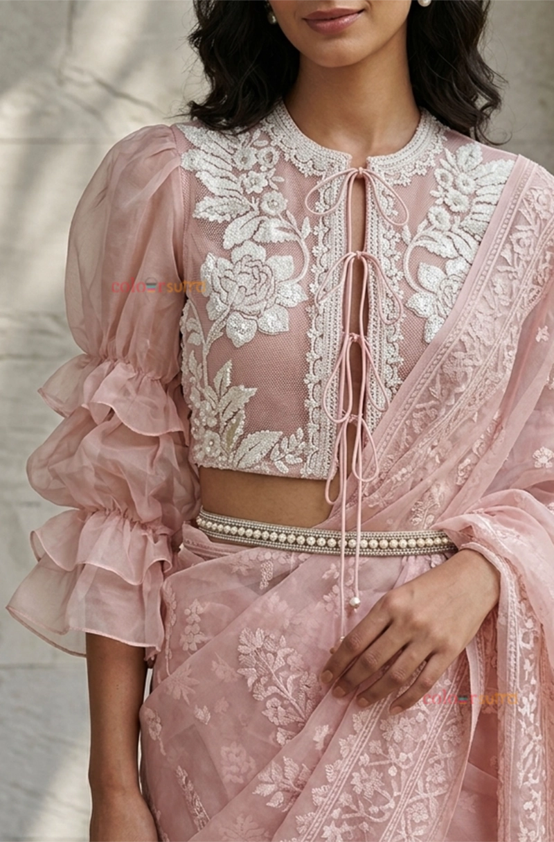 Appian grove -  pink embroidered blouse