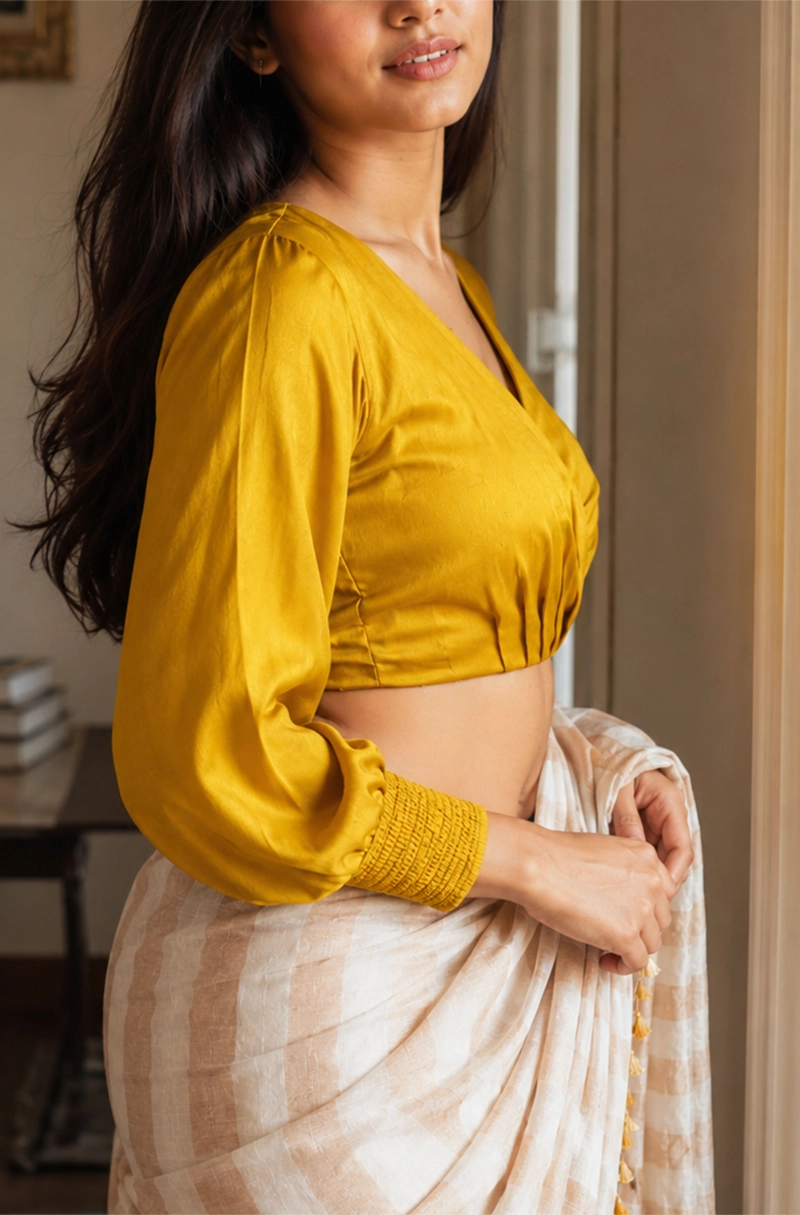 Brier -  yellow wrap blouse