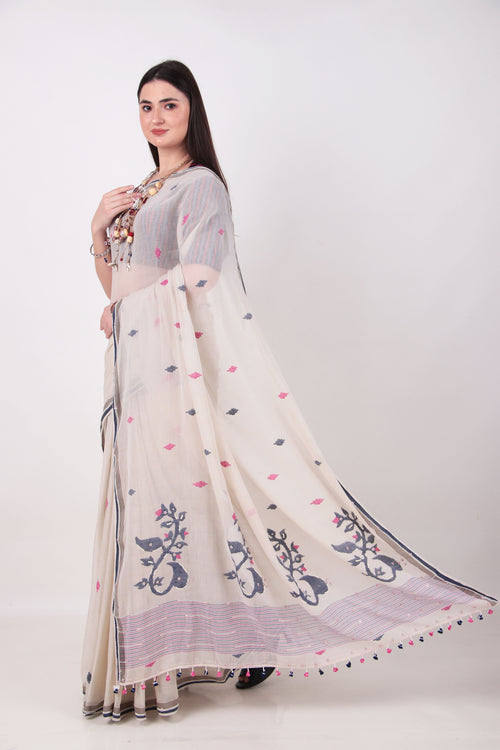 AKRITI  chalk white Saree
