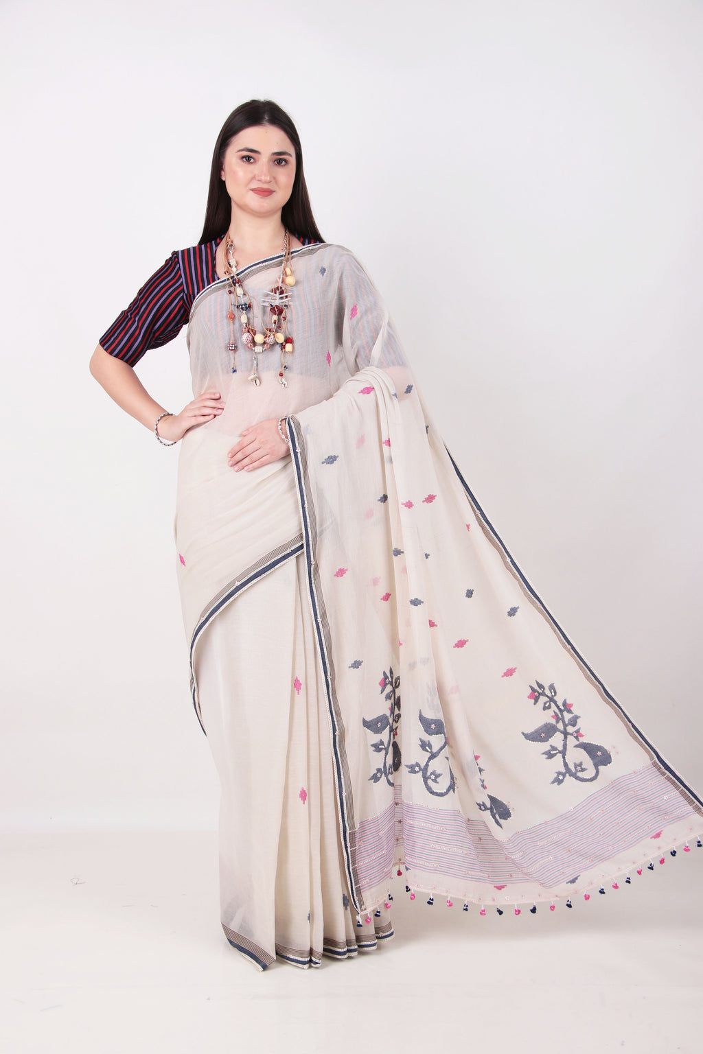 AKRITI  chalk white Saree