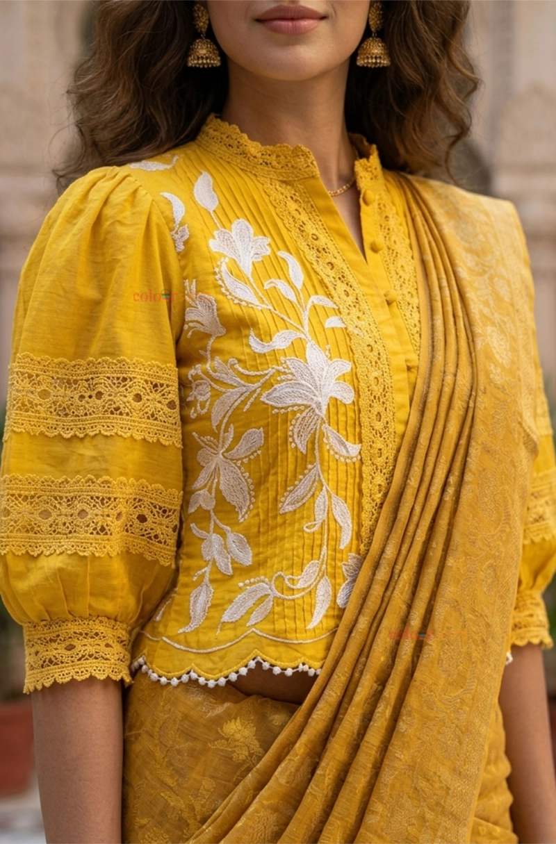 Fern Coil- yellow  blouse
