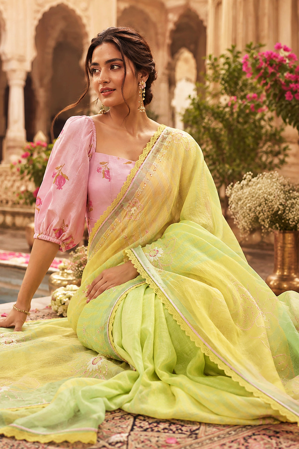 Kanchana - lime yellow Sari