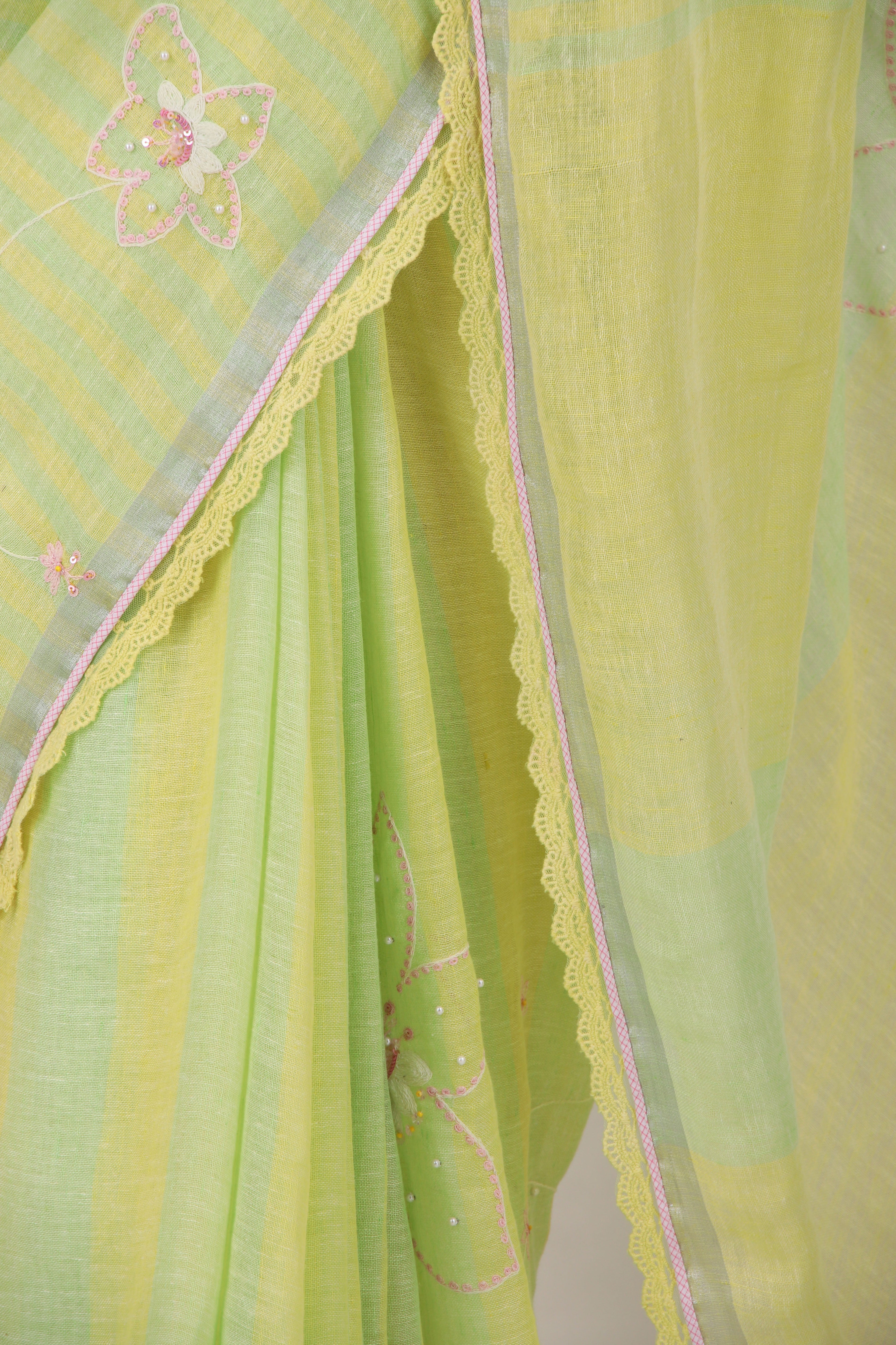 Kanchana - lime yellow Sari