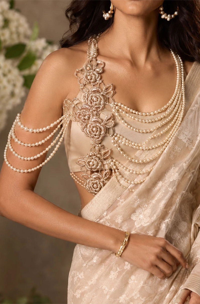 Palatine garden-  beige embroidered  blouse