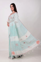RHEA - Pastel blue Linen Saree