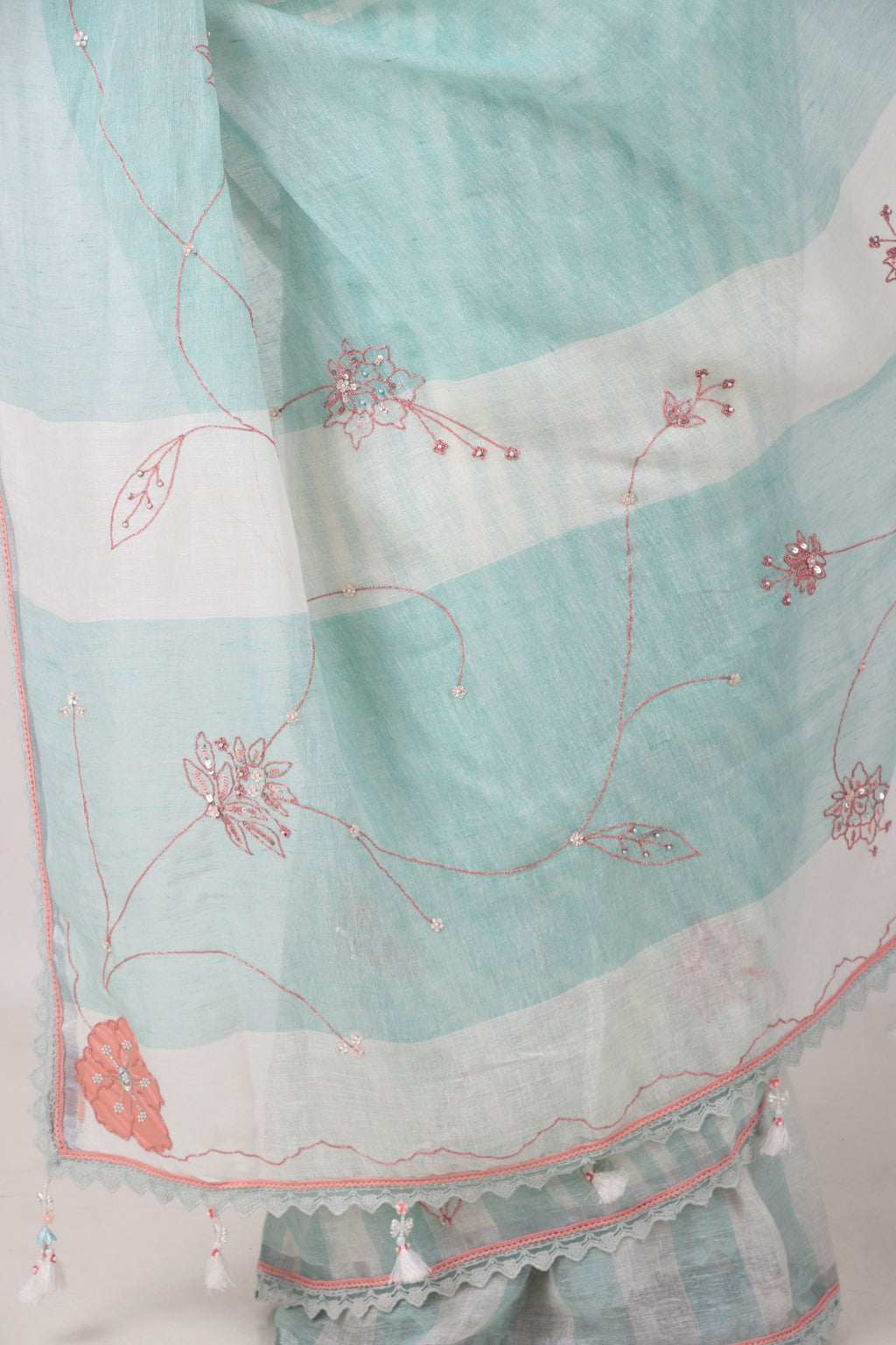 RHEA - Pastel blue Linen Saree