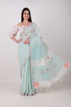 RHEA - Pastel blue Linen Saree