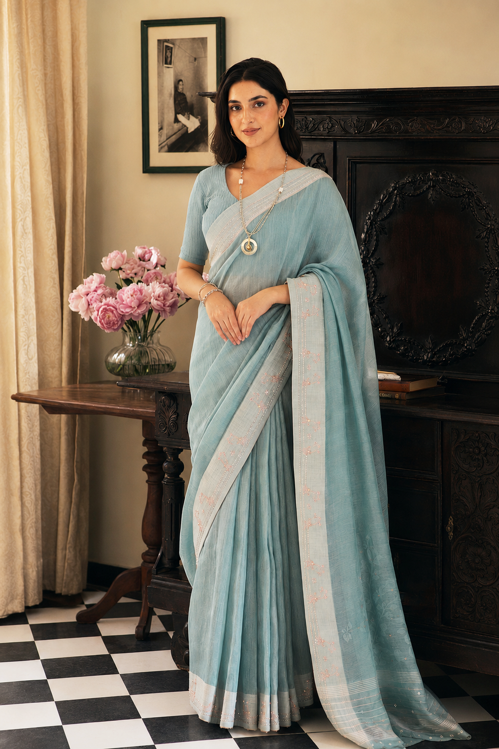 Matsya- Powder Blue Saree