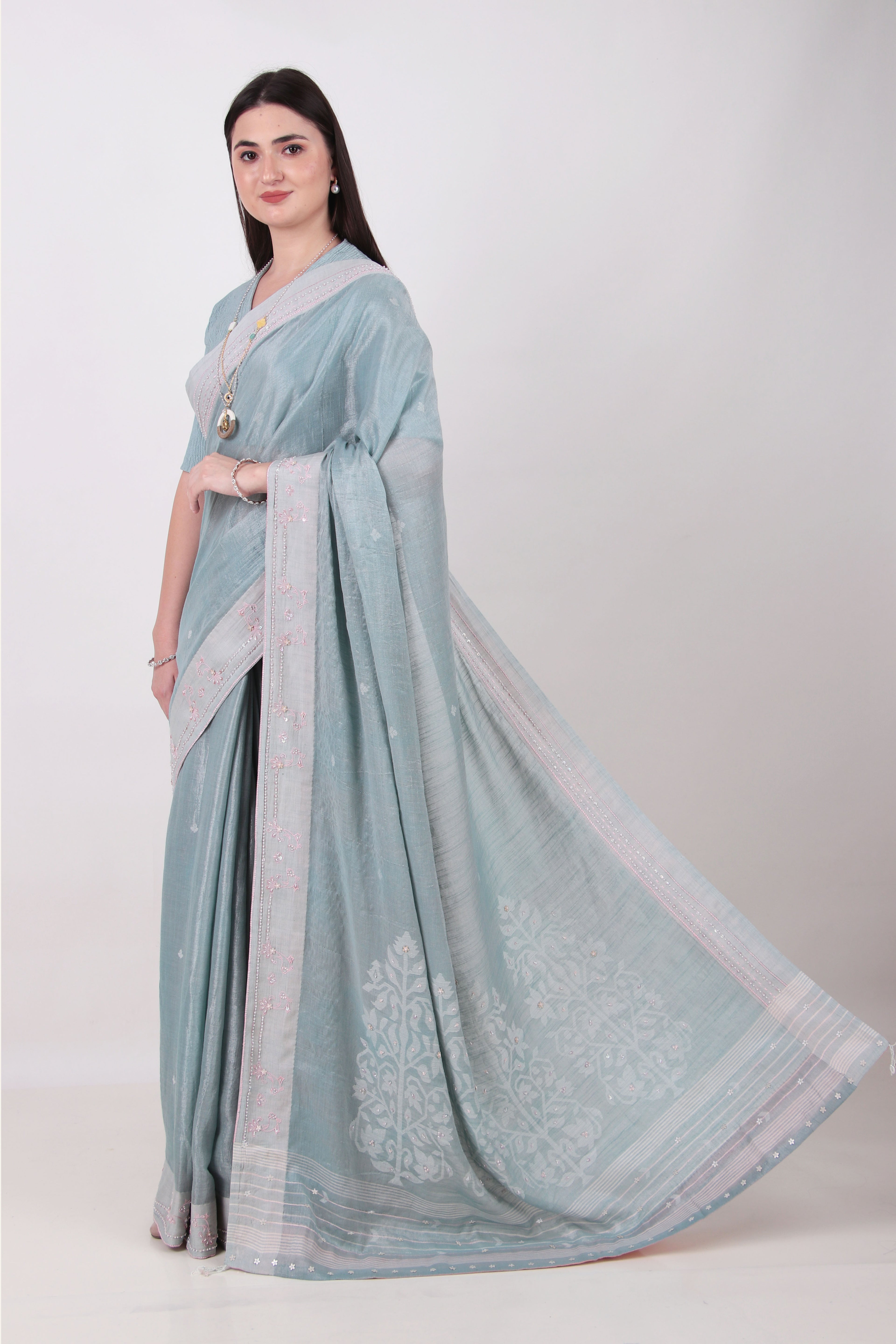 Matsya- Powder Blue Saree