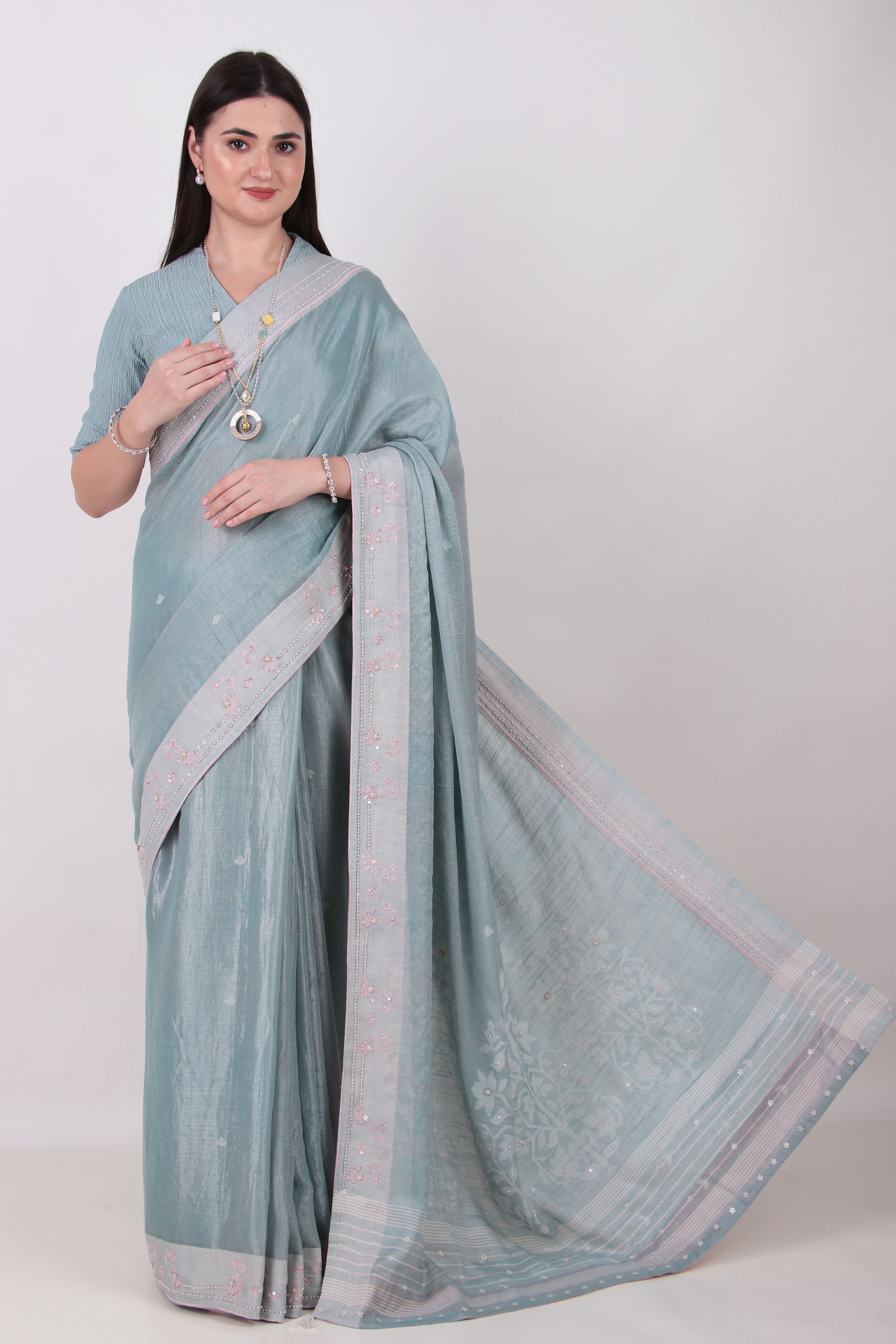 Matsya- Powder Blue Saree