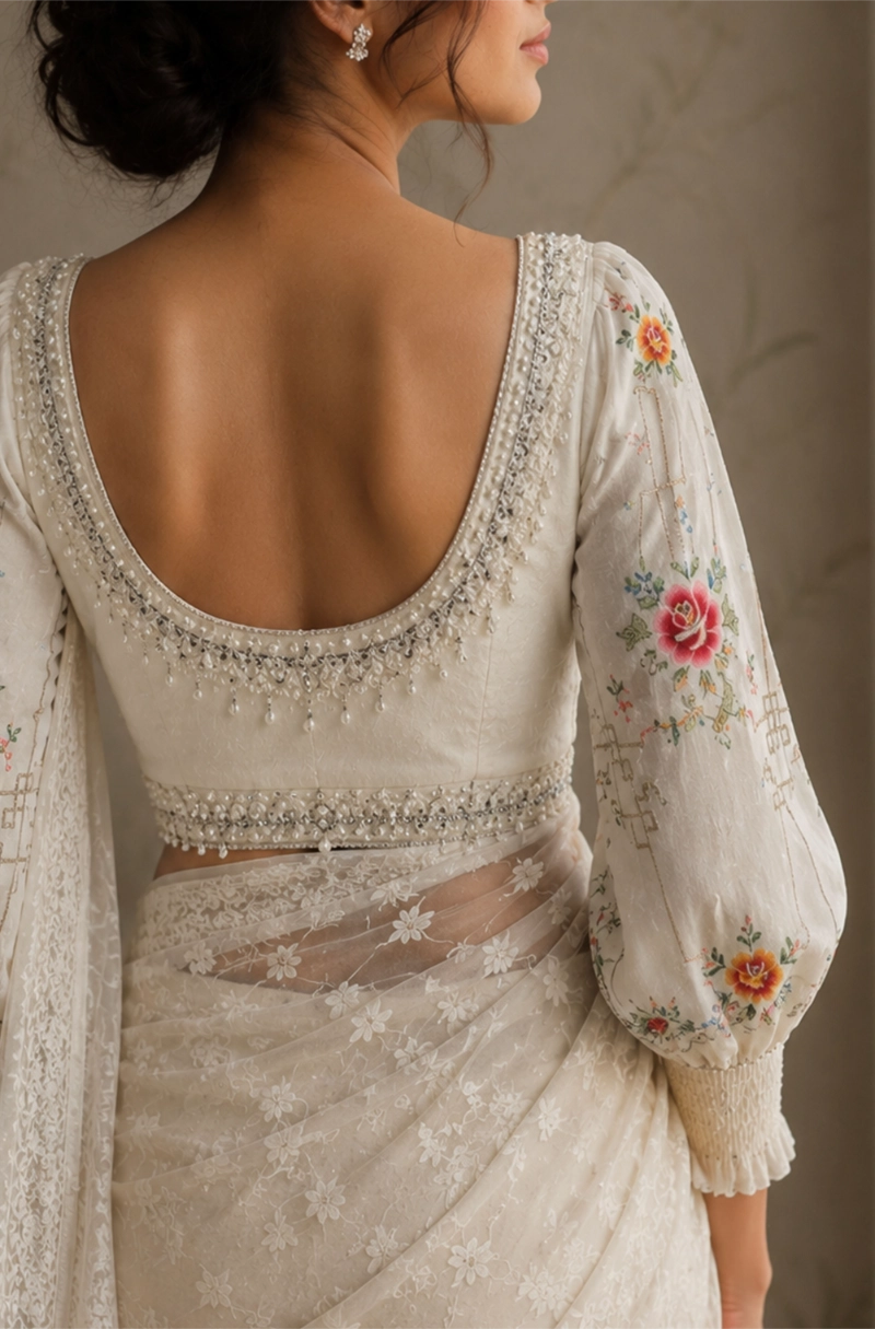Roman ivy -  off white embroidered blouse