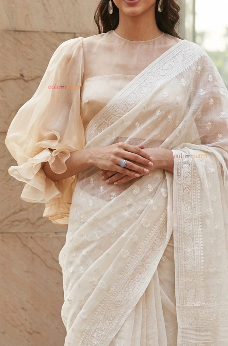 Silvan whisper- beige organza  blouse