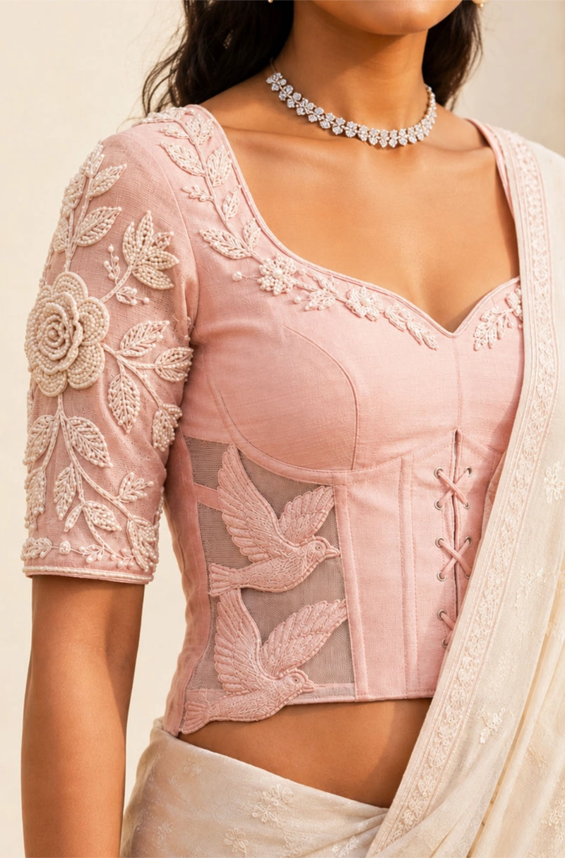 Sunlit portico -  corset embroidered blouse