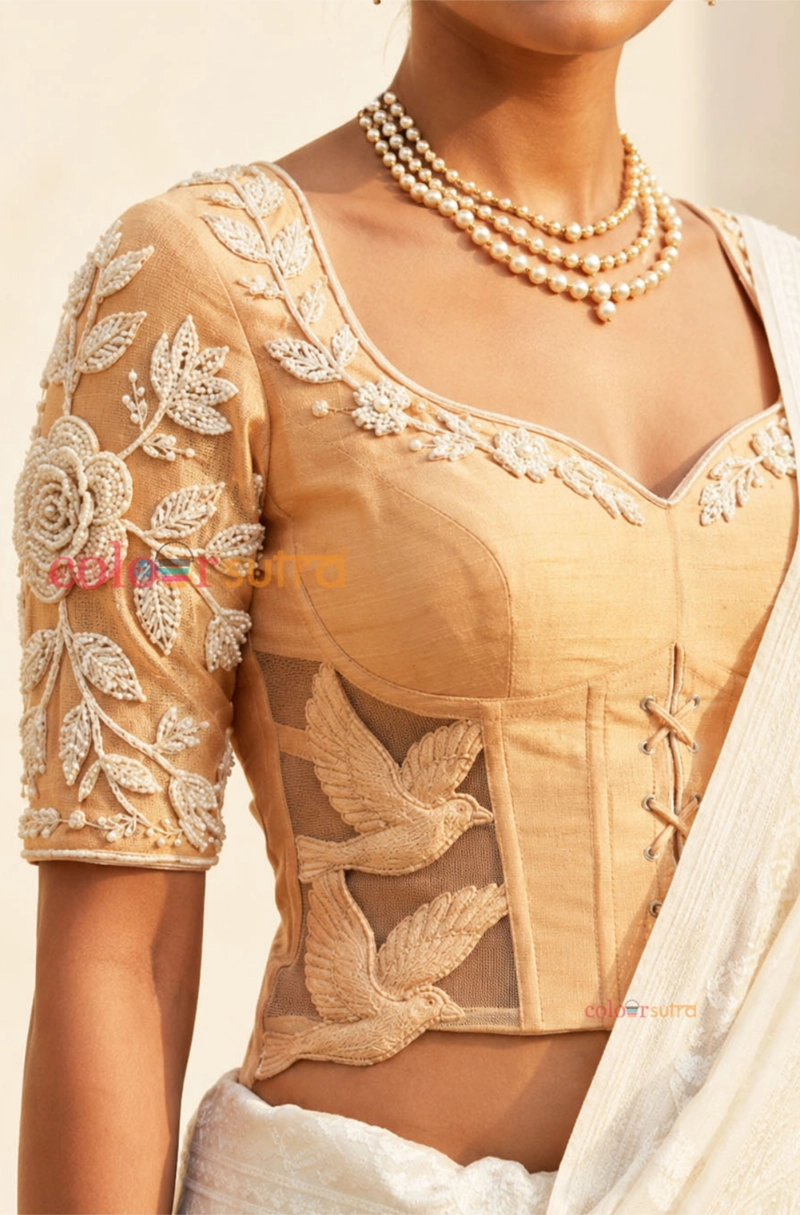 Sunlit portico -  corset embroidered blouse