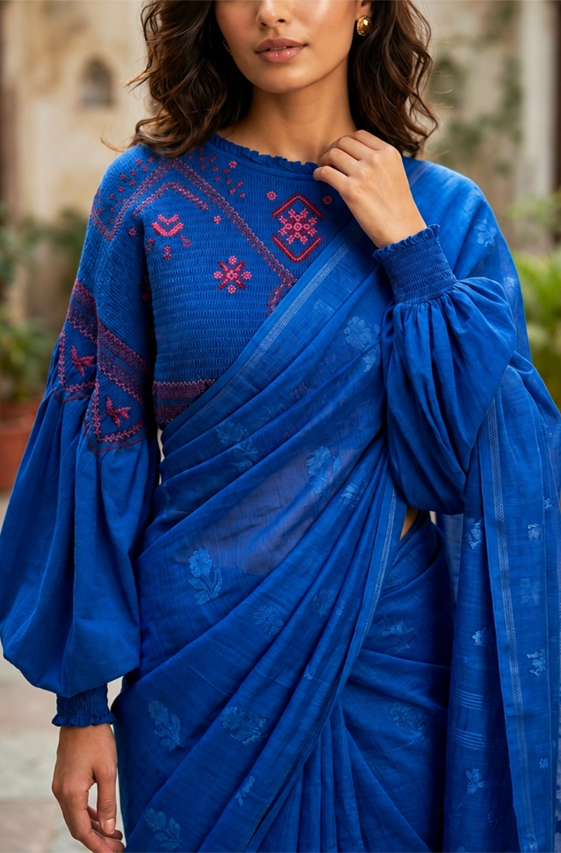 Talon- blue embroidered  blouse
