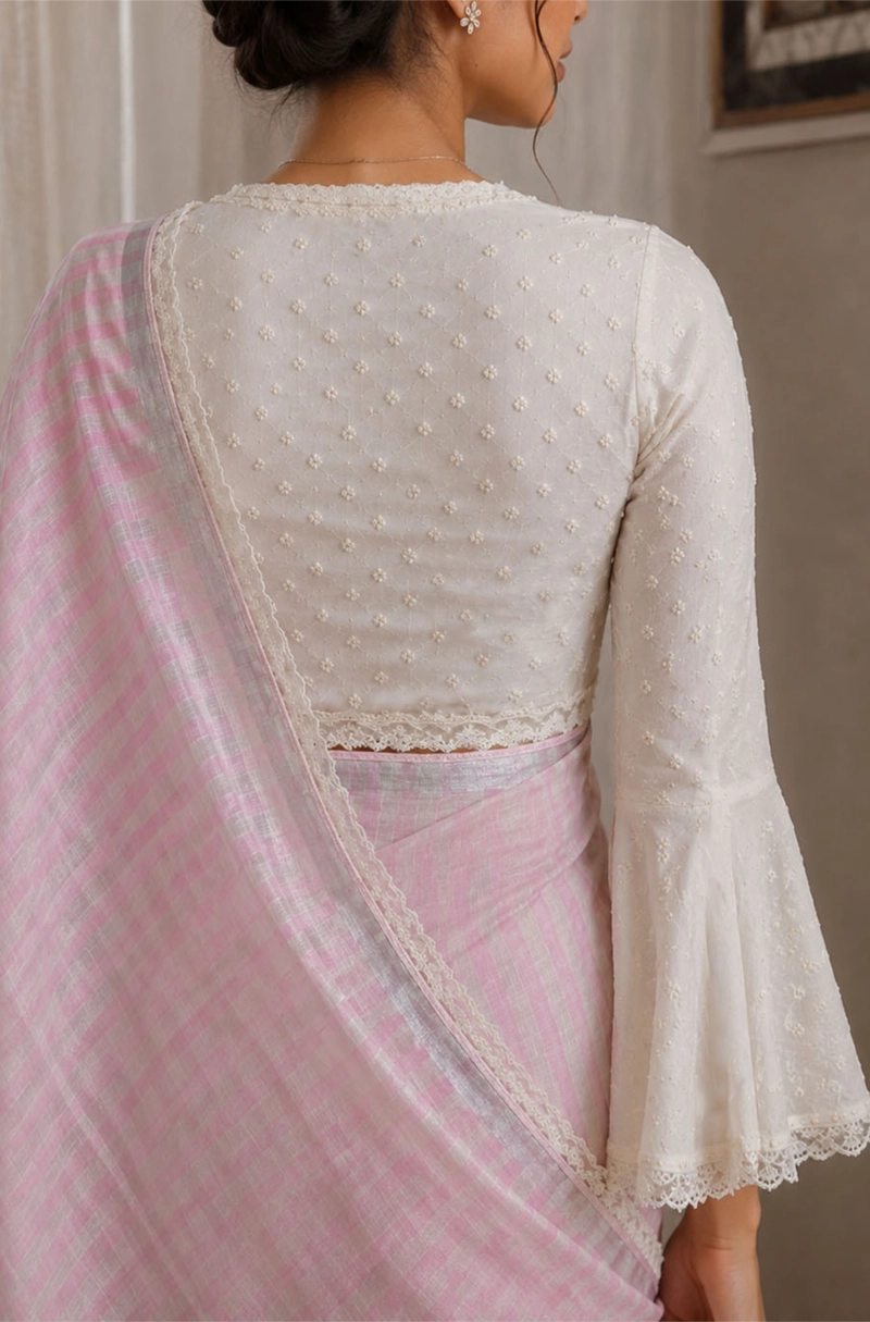 Thicket-  off white pearl embroidered blouse