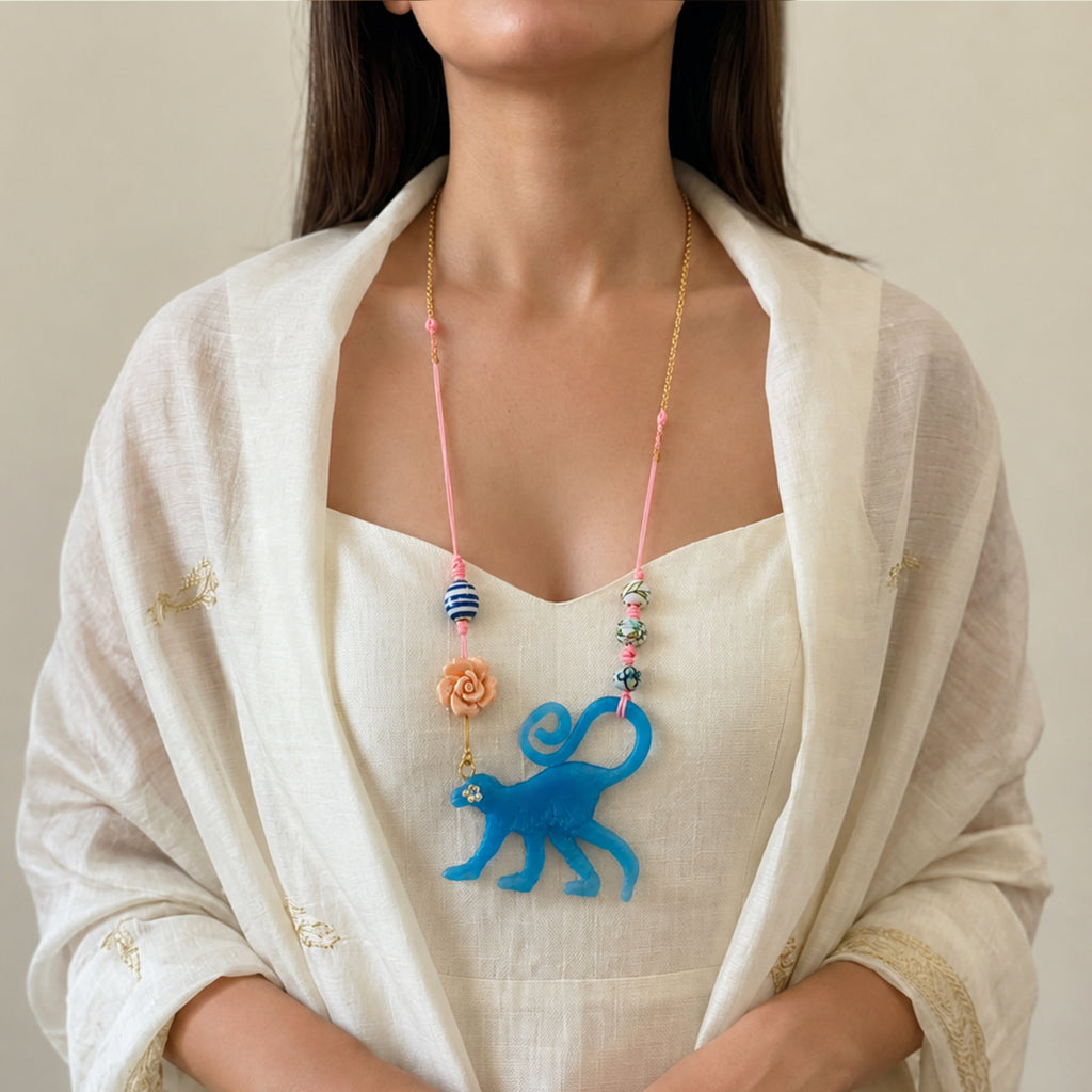 Monk Sculptural Resin Monkey necklace