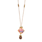 Matsya Resin Diamond Pendant & Shell Charm necklace