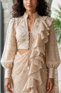 Aventine flora  -  beige  Cotton  Blouse