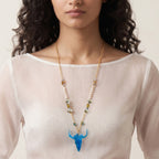Flux Sculptural Resin Bull Skull Pendant necklace