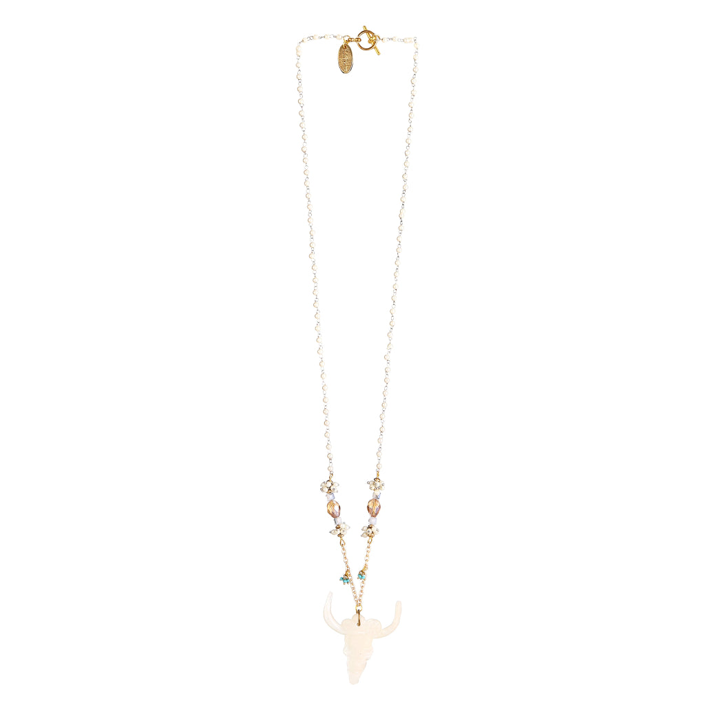 Flux Sculptural Resin Bull Skull Pendant necklace