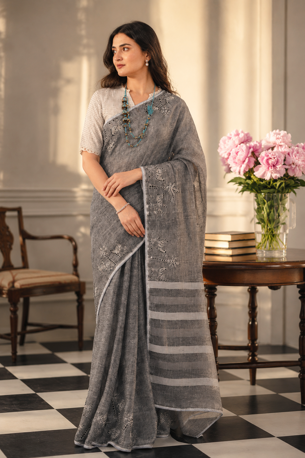 MAHIKA- Grey Saree