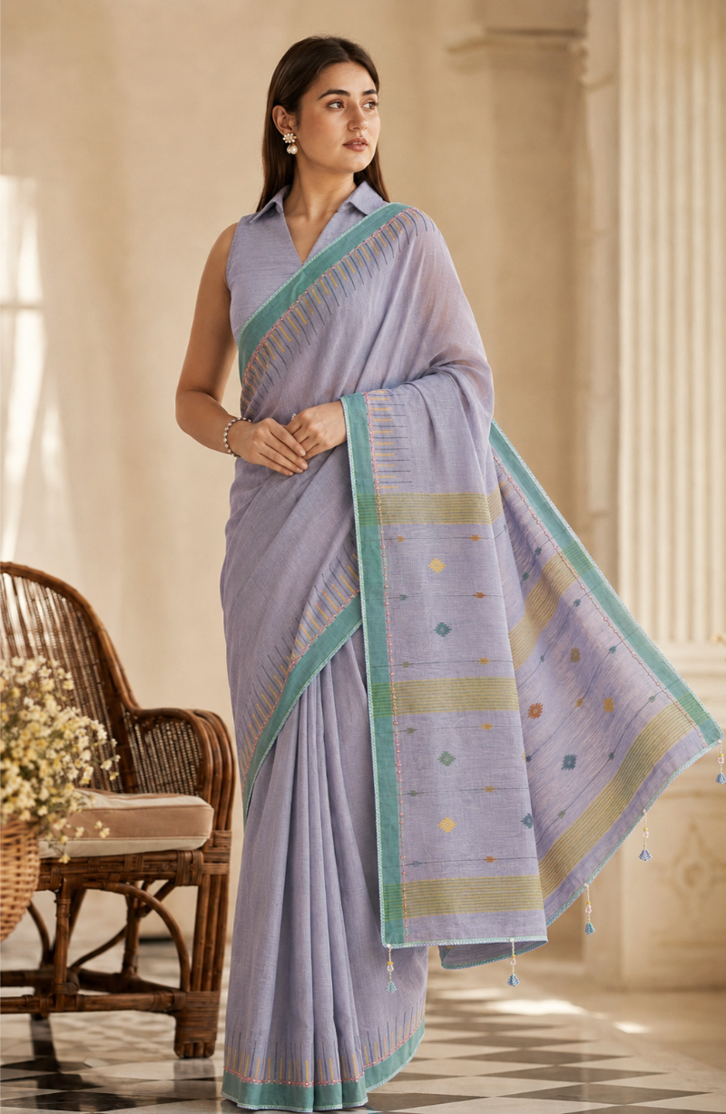 NEETI -  Lavender Grey Saree