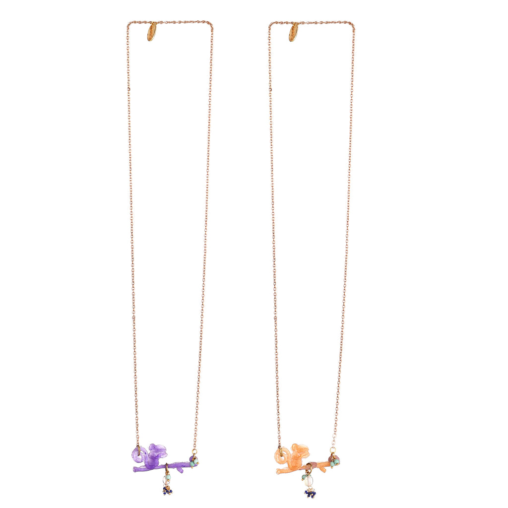 Spire Resin Squirrel on Branch Pendant Necklace