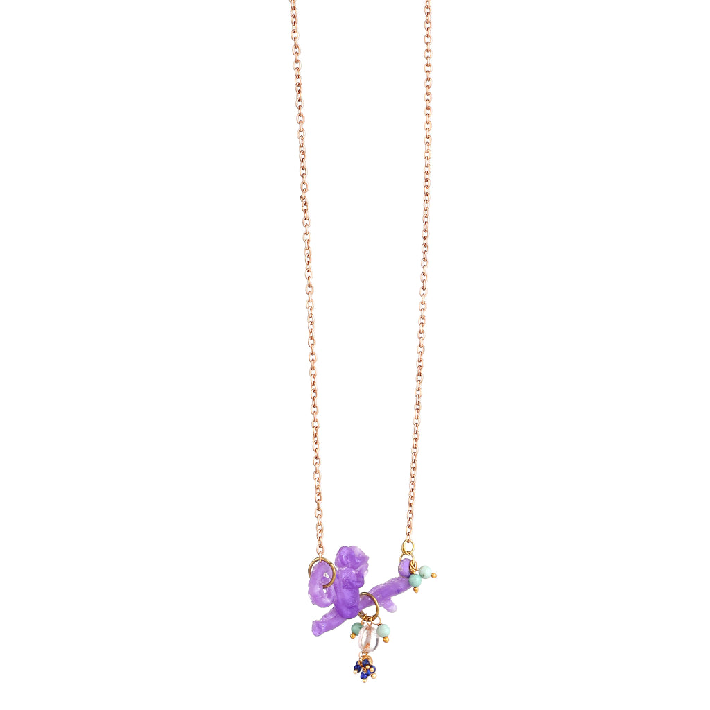 Spire Resin Squirrel on Branch Pendant Necklace